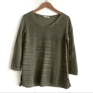 Talbots v-neck Pima cotton sweater 3/4 sleeve